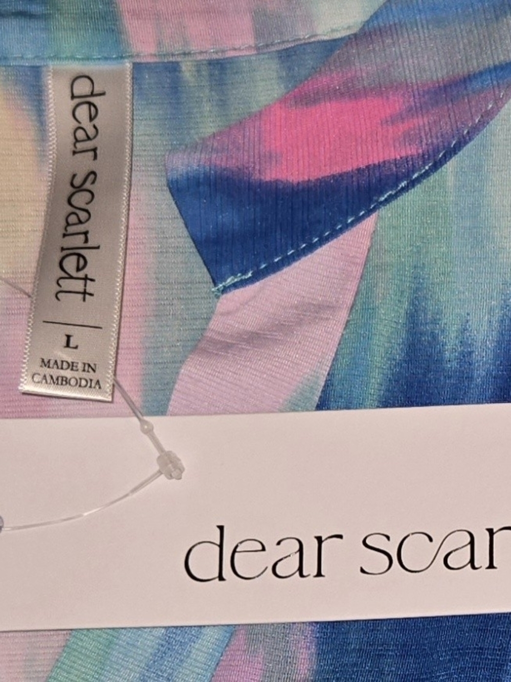 Dear Scarlett Abstract Blue Brush Stroke Watercolor Lizzy Blouse Large - Picture 6 of 6